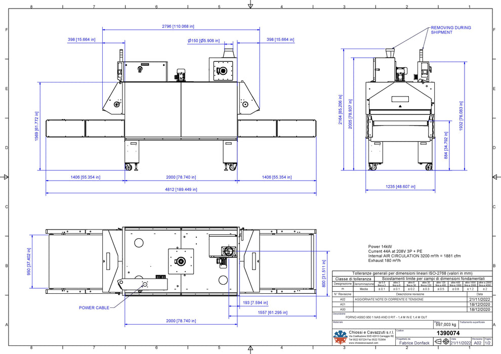 Chiossi e Cavazzuti Ace 950 - dual belt conveyor dryer