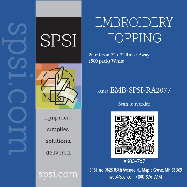 Embroidery Rinseaway 20Mic 7" x 7" 500ct (#603)